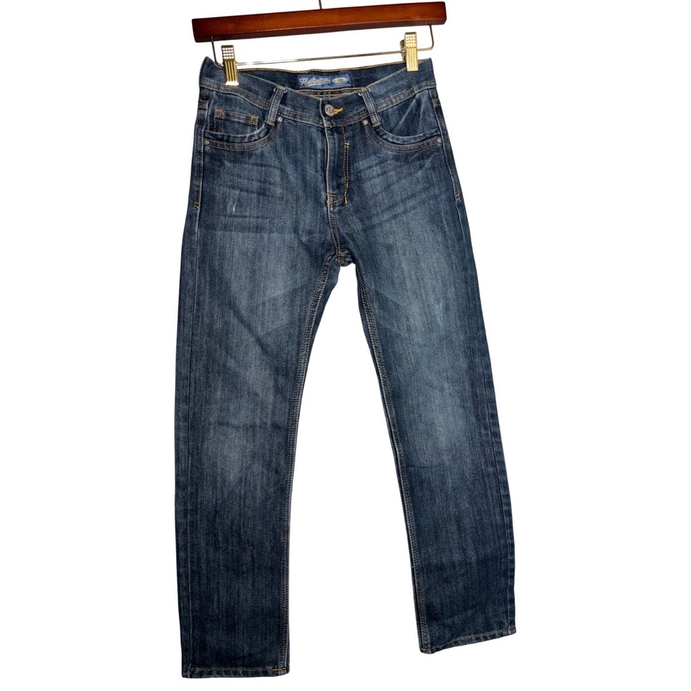 Huntington Beach Club Boys Dark Wash Straight Leg Jeans Size 12 Blue Denim
